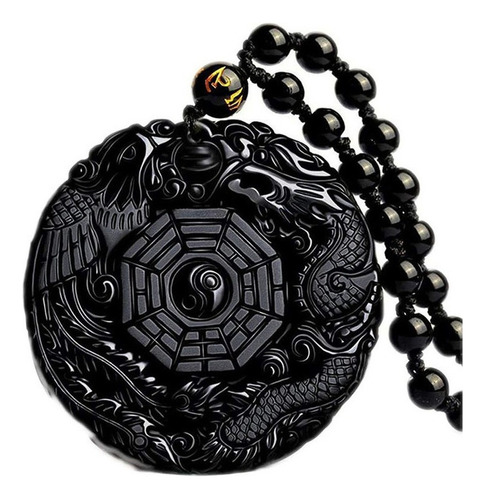 Collar De Obsidiana Negra Curativa Natural Teléfono Dragón N