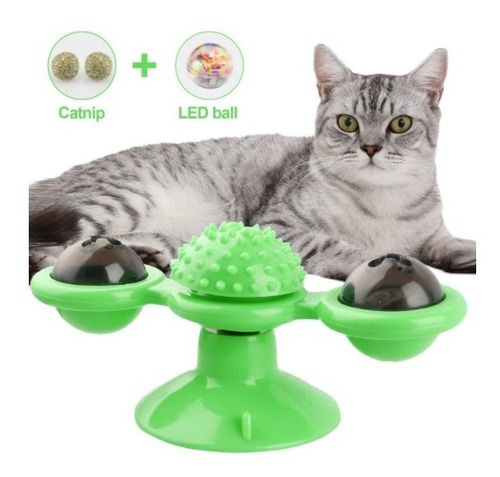 Imagen 1 de 5 de Juguete Antiestrés Cepillo Diente Pelo Gato Con Luz + Catnip