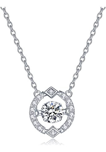 Gmond Moissanite Pendant Necklace 0.84-0.9ct 14k White Gold