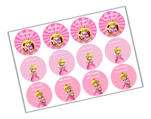 Etiquetas Imprimibles Editables Princesa Peach Souvenirs