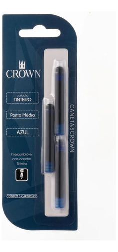 Cartucho Para Caneta Tinteiro Crown Azul  Ca32005a