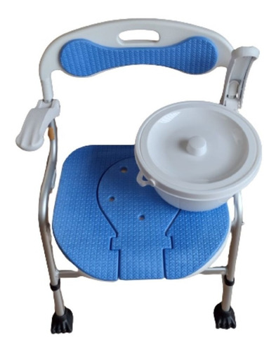Silla Cómodo Ducha Aluminio Descansabrazos Azul De Lujo