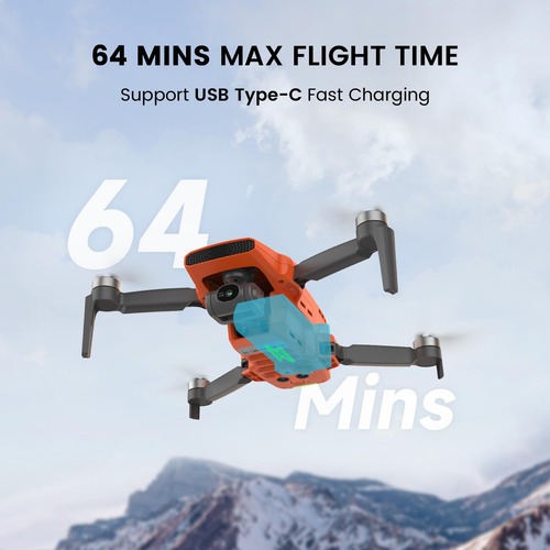 Dron Mini Gps 4k Con Cardán 3 Ejes Y Video Nocturno Ai Naranja