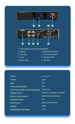 Amplificador Smsl Da-9 Bluetooth 5 Hi-res Apt-x 90w Cor Preto Potência De Saída Rms 90 W 127/220v
