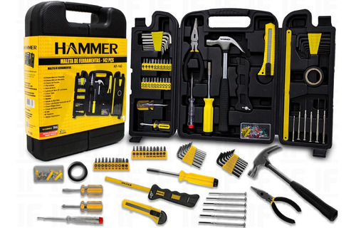 Imagem 1 de 5 de Kit Jogo Maleta Caixa De Ferramentas 142 Peças Hammer