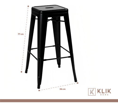 Pack De 4 Pisos Taburetes Tolix Altos - Negro