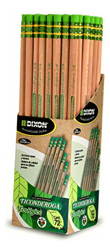 Dixon Ticonderoga Lápiz Hexagonal #2, Exhibidor De 72