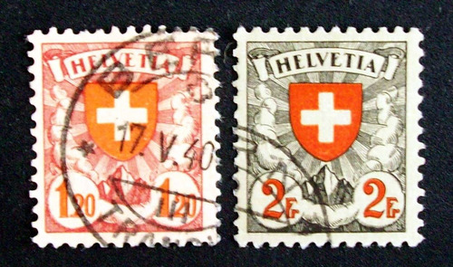 Suiza - Lote 2 Sellos Yv. 209-211 Escudos Usados L2284