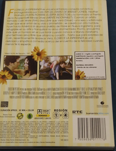 Florece La Esperanza - Colin Firth - Dvd Original Zona 4 (Usado)