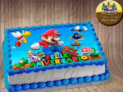 Mario Bros Papel De Arroz Para Bolo Comestível