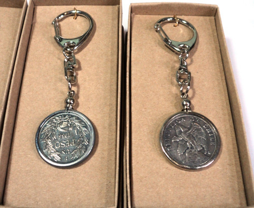 Llavero Simil Moneda - Efecto Plata Antigua - Consistente Y De Excelente Calidad