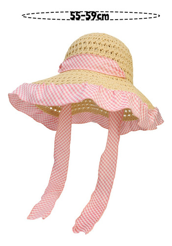Nuevo Sombrero De Sol De Ala Ancha A Rayas Con Cinta De Paja