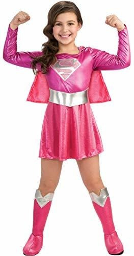 Disfraz Supergirl Rosa Para Niña, Pequeño, Rosa/plata