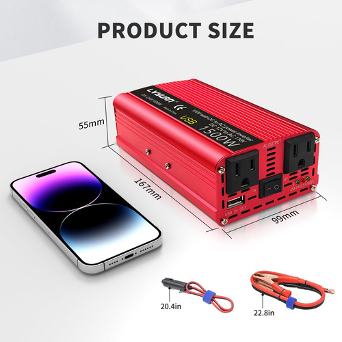 Inversor De Corriente 700 W/1500 W (pico) Salidas De Ca Dobl