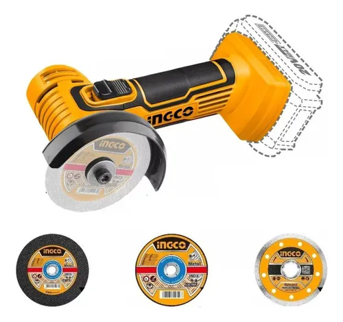 comprar Esmeril Angular Inalámbrico 3'' + Discos - Ingco Color Naranja Frecuencia 60hz