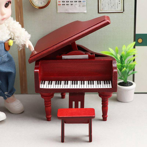 Piano De Madera Con Taburete, Instrumento Musical En