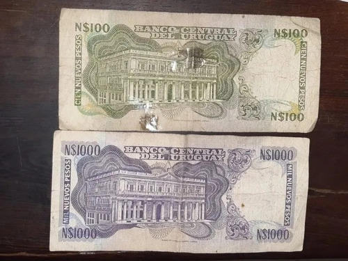 Imagen 2 de 2 de 100 Y 1000 Pesos Nuevos Uruguayos