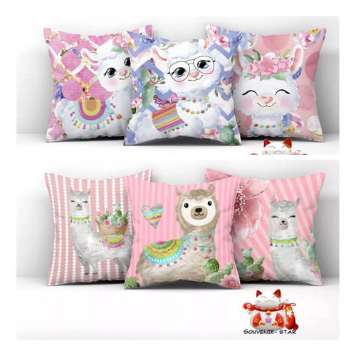 Souvenir 5 Almohadas 25x25cm Llamas Alpacas Ii
