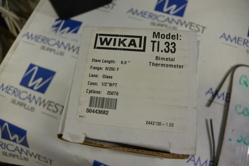 Wika Ti.33 Bimetal Thermometer 6   0/250f  Glass 1/2  Np Dde