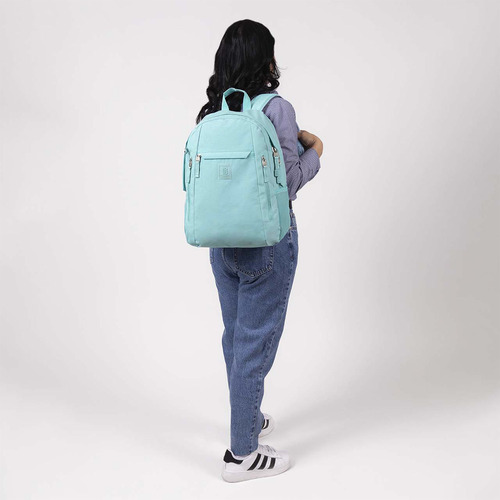 Mochila Grande Zilp Turquesa Multiples Bolsillos