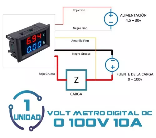 Voltimetro Amperimetro Digital Dc 0-100v 10a