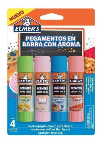 Adhesivo En Barra Elmers Glue Scented Con Aromas 6 Grs X 4 U