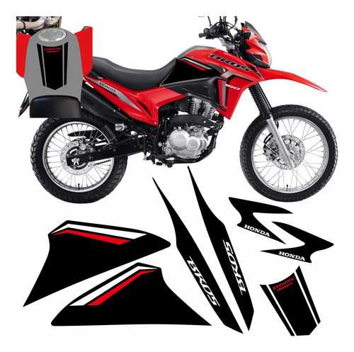 Adesivo Bros 160 2023 - Kit Adesivos Moto Vermelha Bv12