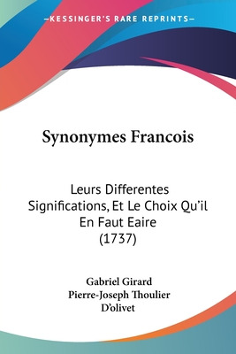Libro Synonymes Francois: Leurs Differentes Signification...