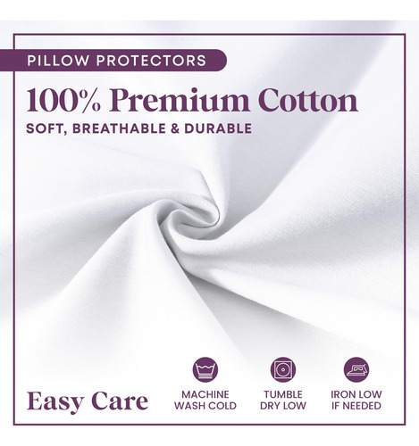 Juego De 4 Protectores De Almohada 100% Algodón Transpirable