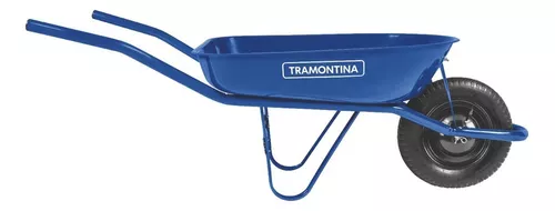 Carretilla de Mano Tramontina con Caja Honda Plástica Naranja 55 L, Brazo  de Madera e Llanta con Cámara