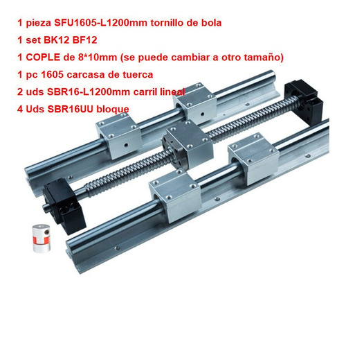 Kit 2 Guas 16mm L1200 Tornillo De Bola Sfu1610-l1200mm