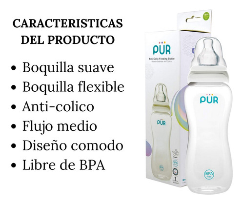 Kit De Biberón Pür 8oz Con Mamilas De Flujo Rápido Y Lento