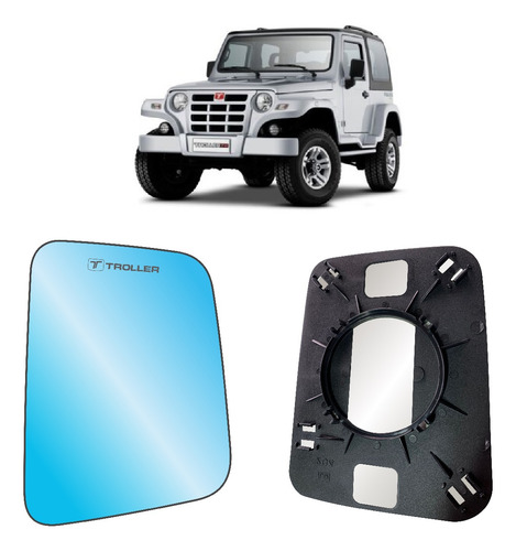 Lente Base Retrovisor Troller Azul Original Lado Esquerdo