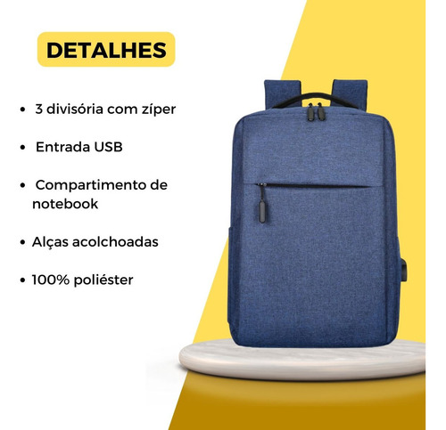 Mochila Casual Trabalho Multifuncional Masculina Reforçada