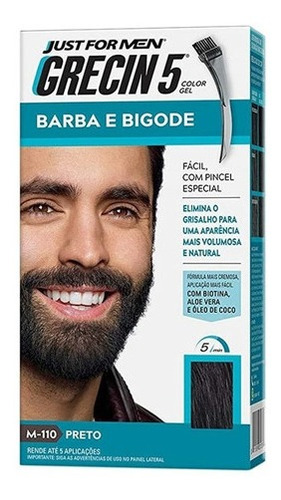 Grecin 5 Barba E Bigode Color Gel Preto