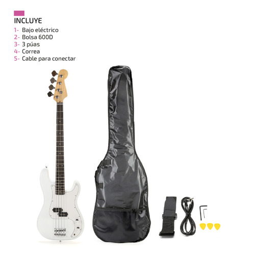 Imagen 4 de 7 de Bajo Electrico Acustico Femmto Precision Cuerda Bajos Color Blanco Orientación de la mano Diestro