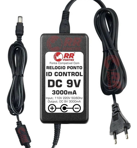 Fonte Dc 9v Relogio De Ponto Control Id Rep Idclass 373