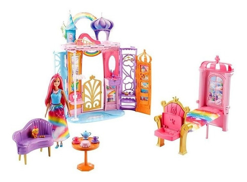 Set Castillo De Barbie Reino Arcoiris Casa Muñeca Arco Iris
