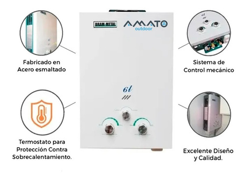 Calefon Motorhome Bram Metal 6lts Gas Envasado