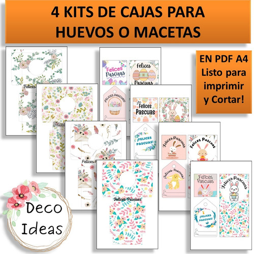 Imagen 2 de 6 de Kit Imprimible 07 Pascuas Caja Porta Huevo + Etiqueta + Tag