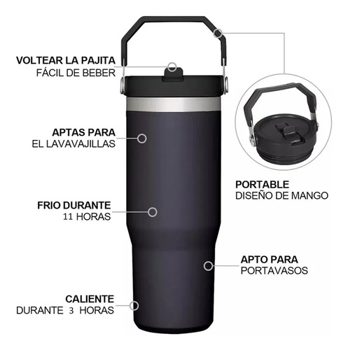 Gcwave Vaso Termo De Acero Inoxidable De 30 Oz Con Popote Y