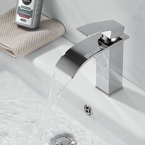 Imagen 7 de 7 de Grifo Monomando Mezclador Cascada Para Baño Acero Inoxidable