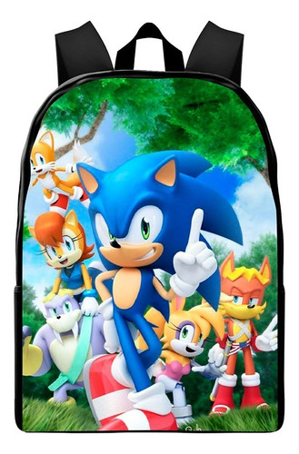 Mochila Sonic Pré Escola Infantil Volta As Aulas Juvenil Desenho Do Tecido Mp 104