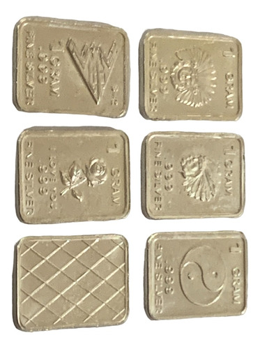 Robmar-monedas Rectangular Lote De 5 X 1 Gr. Plata 999-n°210
