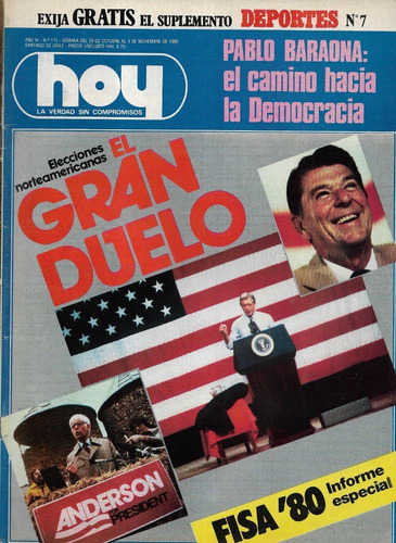 Revista Hoy N° 171 / 29 Octubre  4 Noviembre 1980 Gran Duelo