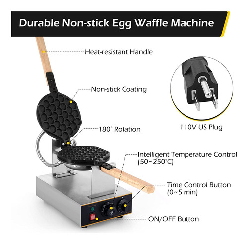 Dyna-living Máquina Para Hacer Gofres De Burbujas 1400w M...