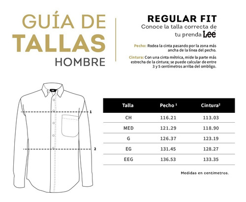 Imagen 6 de 6 de Camisa Manga Larga Regular Fit Lee Hombre Ri45