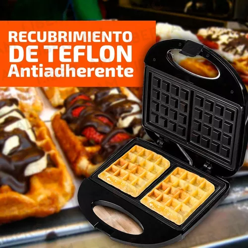 Waflera Electrica Antiadherente Teflon Metalica Wafle Cocina