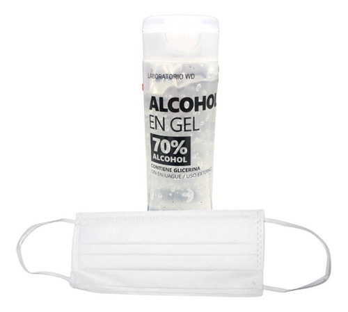 Imagen 5 de 10 de Combo Barbijo Descartables X50 Tapaboca + Alcohol Gel Pack