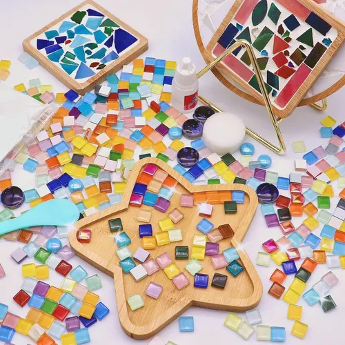 450pcs Mosaic Tiles - 1cm Square Crystal Glass Mosaic, | Frete grátis